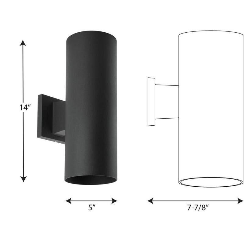 Colección de cilindros de iluminación Progress 5" Negro Linterna de pared LED moderna para exteriores hacia arriba y hacia abajo para entrada y cochera - P5675-31/30K