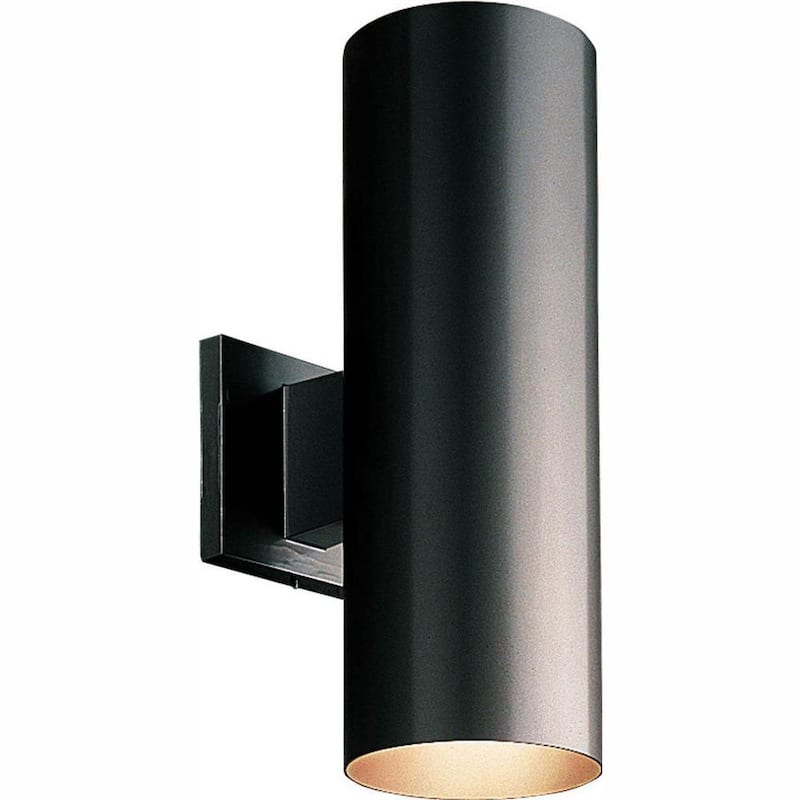 Colección de cilindros de iluminación Progress 5" Negro Linterna de pared LED moderna para exteriores hacia arriba y hacia abajo para entrada y cochera - P5675-31/30K