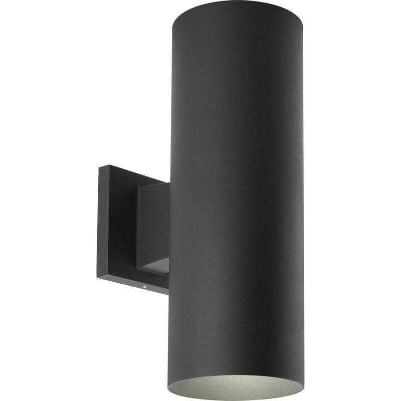 Colección de cilindros de iluminación Progress 5" Negro Linterna de pared LED moderna para exteriores hacia arriba y hacia abajo para entrada y cochera - P5675-31/30K