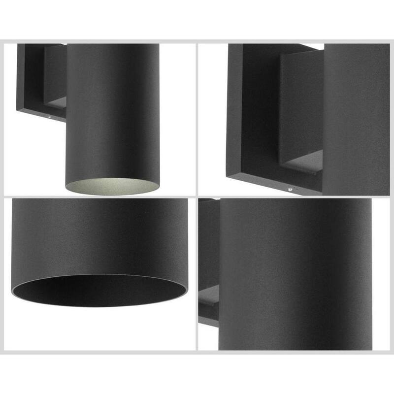 Colección de cilindros de iluminación Progress 5" Negro Linterna de pared LED moderna para exteriores hacia arriba y hacia abajo para entrada y cochera - P5675-31/30K