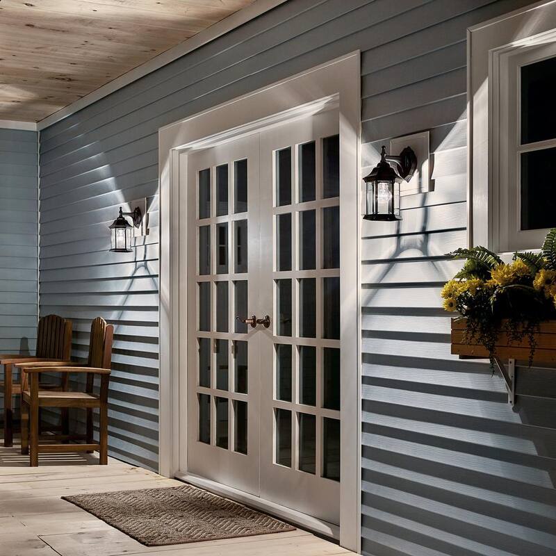 KICHLER Chesapeake 11.75 pulg. 1-Luz Farol de Pared Exterior con Cableado Duro y sin Bombillas Incluidas (Paquete de 1) - 9776BK