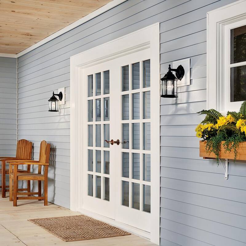 KICHLER Chesapeake 11.75 pulg. 1-Luz Farol de Pared Exterior con Cableado Duro y sin Bombillas Incluidas (Paquete de 1) - 9776BK