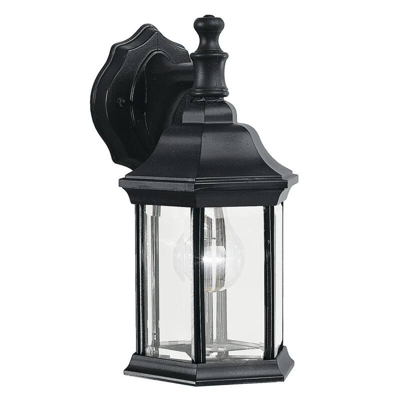 KICHLER Chesapeake 11.75 pulg. 1-Luz Farol de Pared Exterior con Cableado Duro y sin Bombillas Incluidas (Paquete de 1) - 9776BK