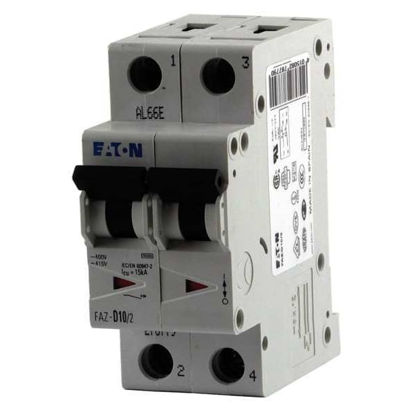 Eaton Circuit Breaker, FAZ Series, 20A, 2 Pole, 277/480V AC, 15kA at 240/415V AC, D Curve - FAZ-D20/2