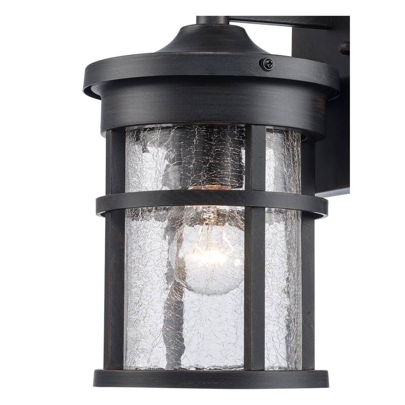 Lámpara de pared exterior con luz de un foco, de 11 in, para exteriores Bel Air Lighting Avalon con vidrio claro craquelado - 40380 RT