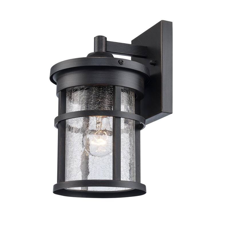 Lámpara de pared exterior con luz de un foco, de 11 in, para exteriores Bel Air Lighting Avalon con vidrio claro craquelado - 40380 RT