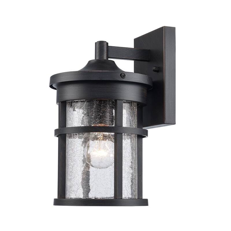 Lámpara de pared exterior con luz de un foco, de 11 in, para exteriores Bel Air Lighting Avalon con vidrio claro craquelado - 40380 RT