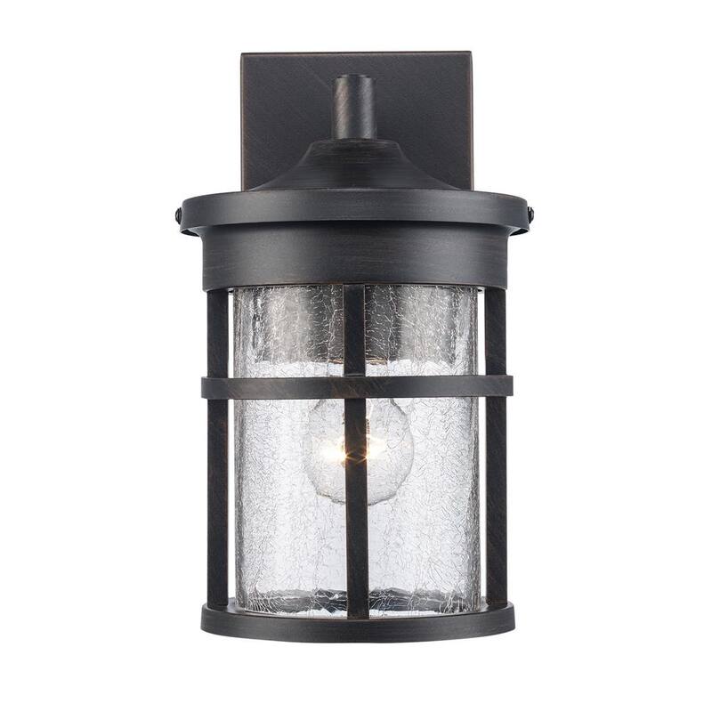 Lámpara de pared exterior con luz de un foco, de 11 in, para exteriores Bel Air Lighting Avalon con vidrio claro craquelado - 40380 RT