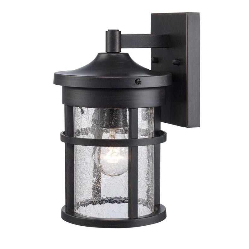Lámpara de pared exterior con luz de un foco, de 11 in, para exteriores Bel Air Lighting Avalon con vidrio claro craquelado - 40380 RT