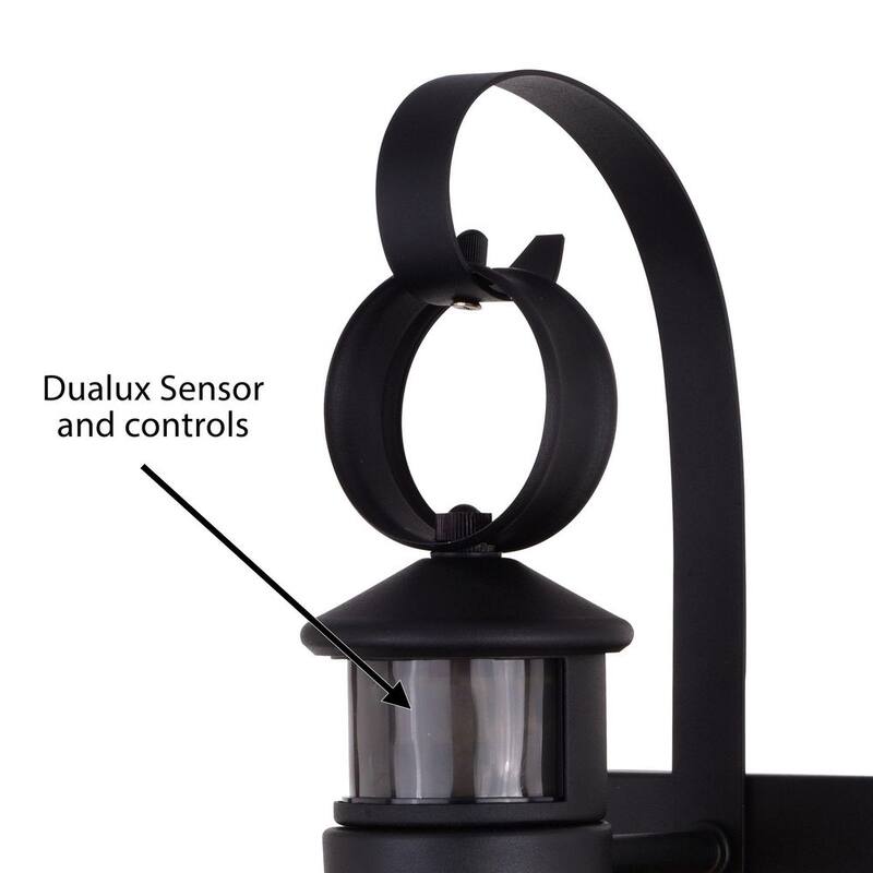 VAXCEL Chatham Negro Costero Lámpara de Pared Exterior con Sensor de Movimiento Crepuscular a Nocturno Vidrio Transparente - T0606
