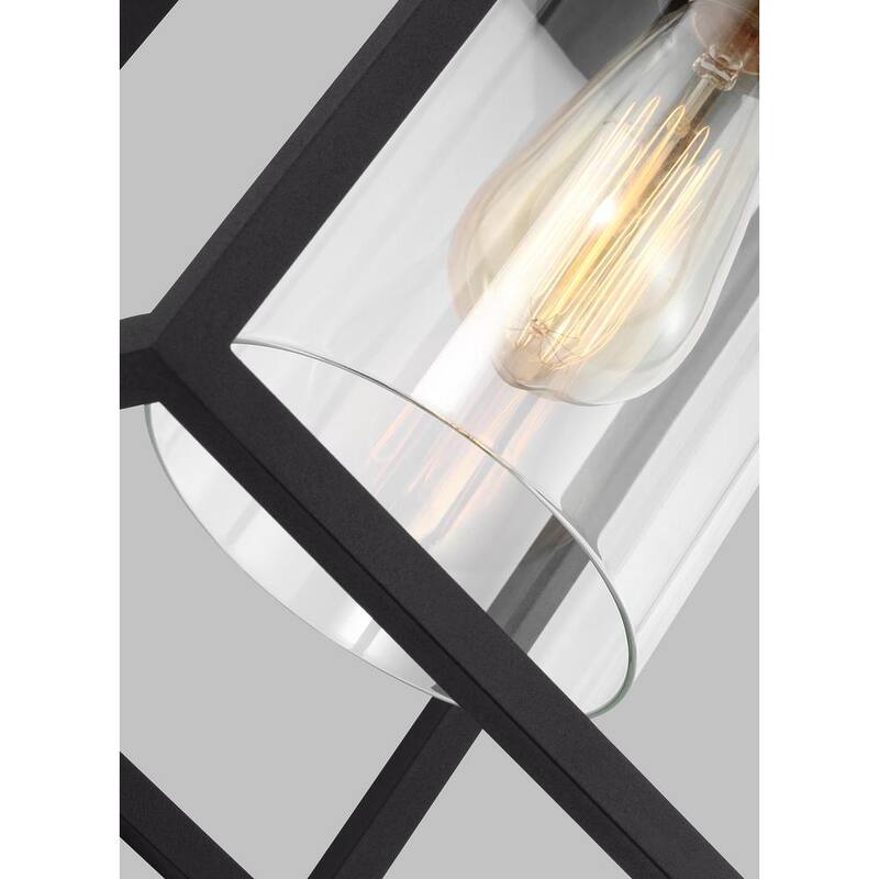 Lámpara de pared para exterior con luz negra con cableado Generation Lighting Vado Large de 1 luz y pantalla de vidrio transparente - 8731101-12