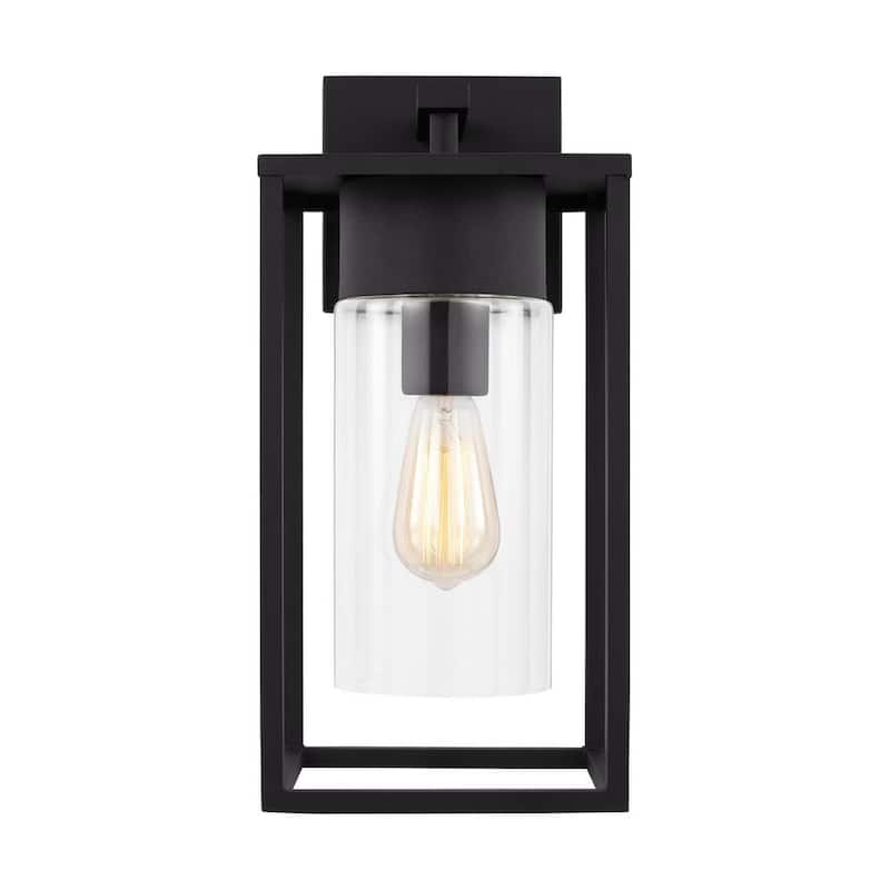 Lámpara de pared para exterior con luz negra con cableado Generation Lighting Vado Large de 1 luz y pantalla de vidrio transparente - 8731101-12