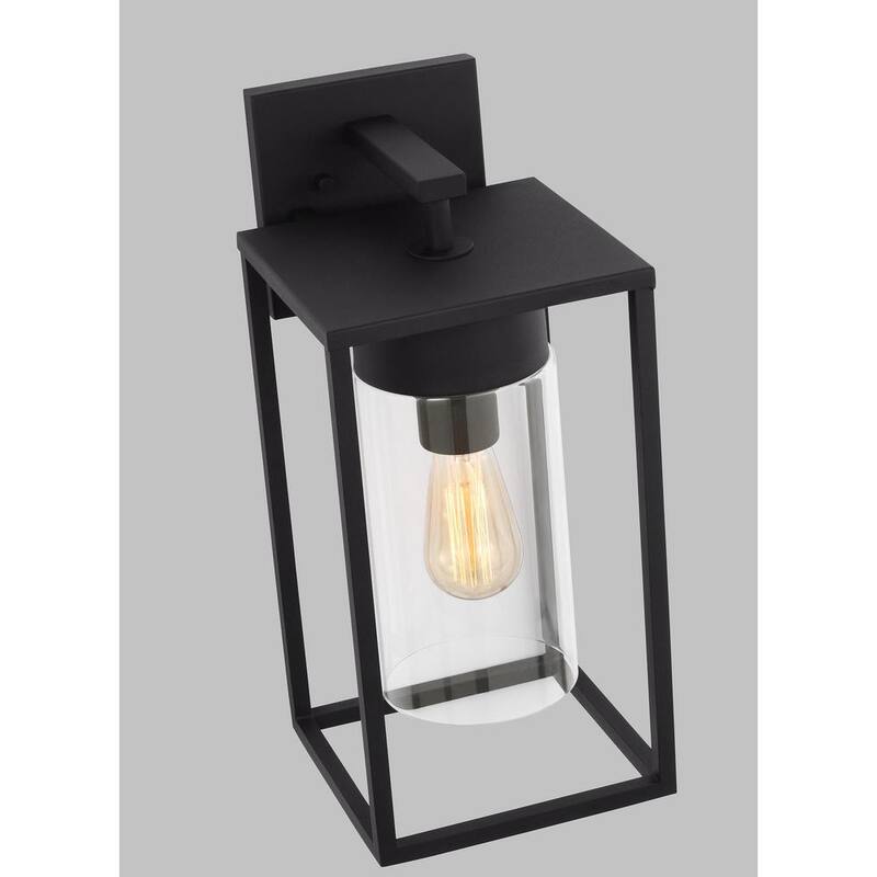 Lámpara de pared para exterior con luz negra con cableado Generation Lighting Vado Large de 1 luz y pantalla de vidrio transparente - 8731101-12