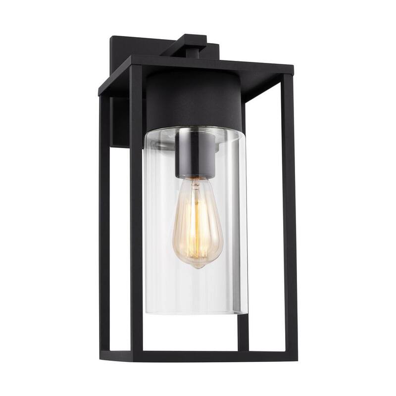 Lámpara de pared para exterior con luz negra con cableado Generation Lighting Vado Large de 1 luz y pantalla de vidrio transparente - 8731101-12