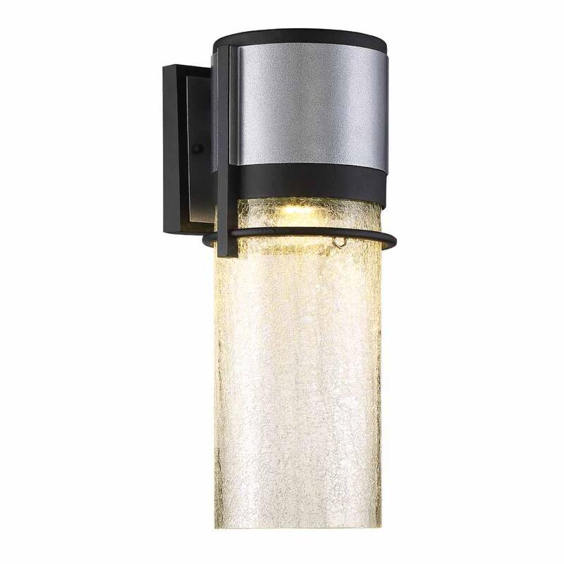 Colección de decoradores para el hogar 11.5 in. Majestic 11.5 in. Luminaria de pared exterior integrada con luz LED negra de voltaje de línea - HB7064-306
