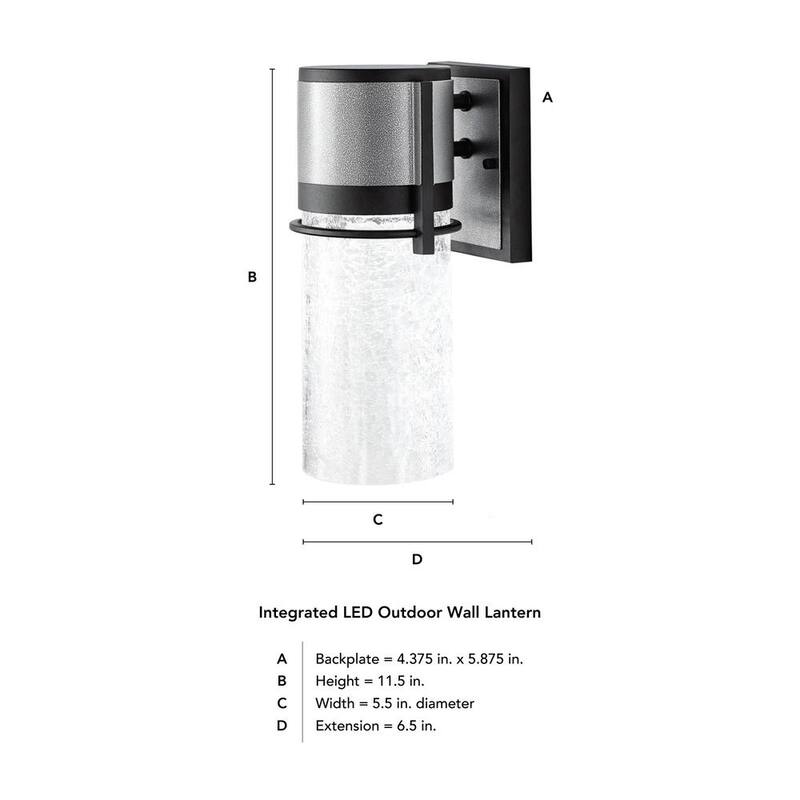 Colección de decoradores para el hogar 11.5 in. Majestic 11.5 in. Luminaria de pared exterior integrada con luz LED negra de voltaje de línea - HB7064-306