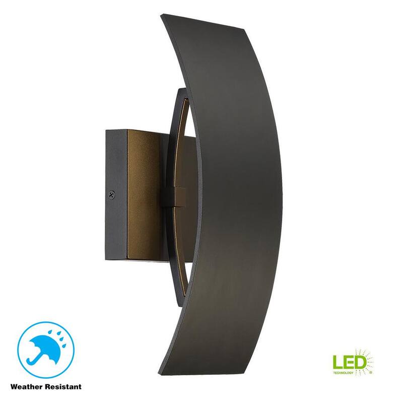 Colección de decoradores de hogar Gardi 11.75 in. 1-Luz Linterna de Pared Linterna de Pared de Exterior Integrada LED en Negro Arena con Vidrio Grabado - 23720
