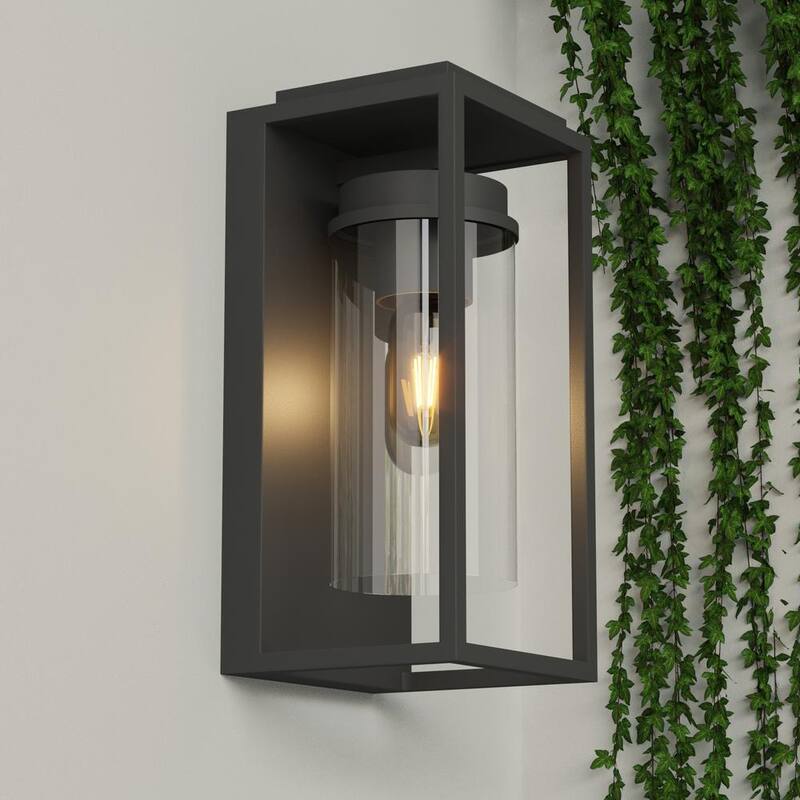 Maxax Montpelier 12.3 in. H Sand Black Anochecer al Amanecer Exterior alámbrico Rectangular Aplique de Pared sin Bombilla Incluida - MX7005-W1BK