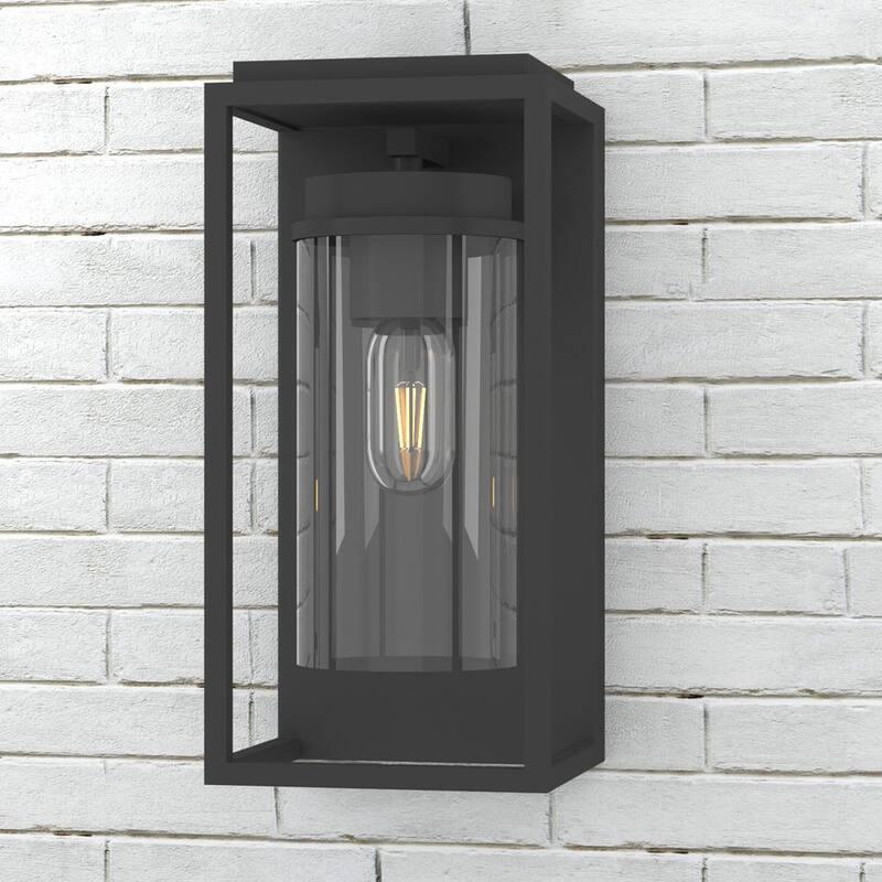Maxax Montpelier 12.3 in. H Sand Black Anochecer al Amanecer Exterior alámbrico Rectangular Aplique de Pared sin Bombilla Incluida - MX7005-W1BK