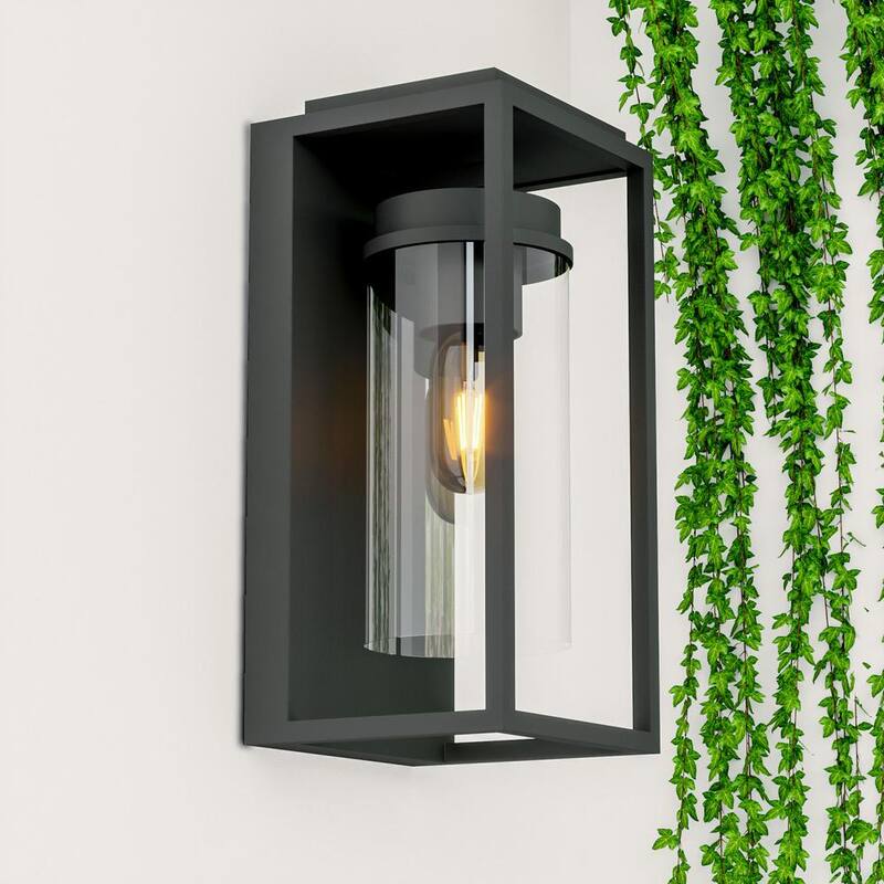 Maxax Montpelier 12.3 in. H Sand Black Anochecer al Amanecer Exterior alámbrico Rectangular Aplique de Pared sin Bombilla Incluida - MX7005-W1BK