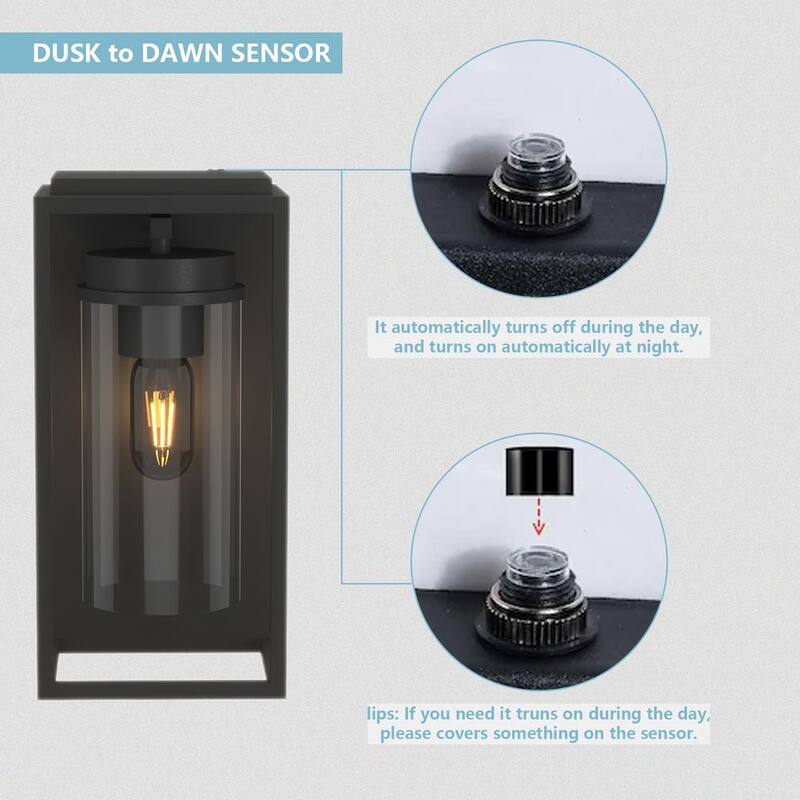 Maxax Montpelier 12.3 in. H Sand Black Anochecer al Amanecer Exterior alámbrico Rectangular Aplique de Pared sin Bombilla Incluida - MX7005-W1BK