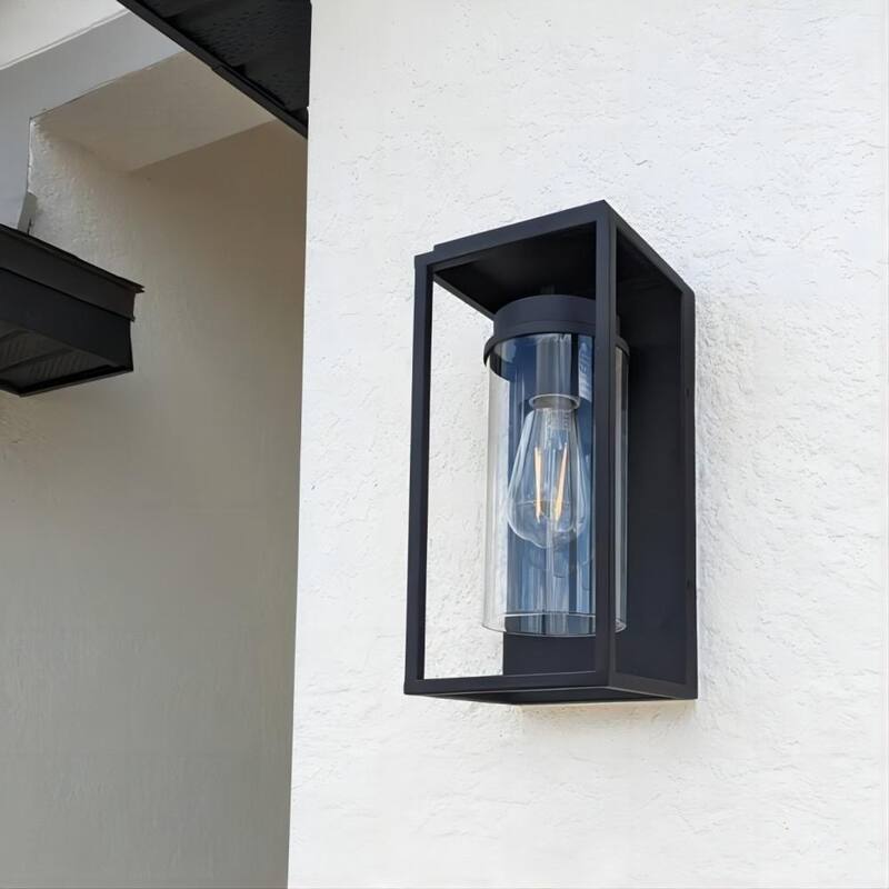 Maxax Montpelier 12.3 in. H Sand Black Anochecer al Amanecer Exterior alámbrico Rectangular Aplique de Pared sin Bombilla Incluida - MX7005-W1BK