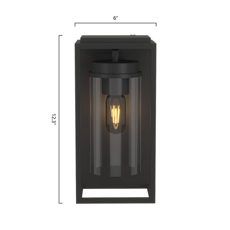 Maxax Montpelier 12.3 in. H Sand Black Anochecer al Amanecer Exterior alámbrico Rectangular Aplique de Pared sin Bombilla Incluida - MX7005-W1BK