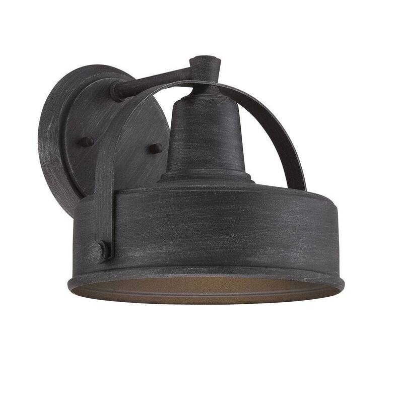 Lámpara de pared para exteriores Designers Fountain Portland de 9.75 pulgadas en color peltre envejecido Dark Sky de voltaje de línea con 1 luz y sin foco incluido - 33141-WP