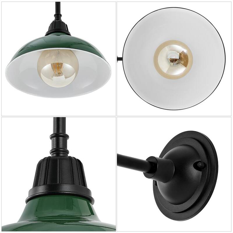 JONATHAN Y Aurora 12.25 pulgadas Verde 1-Luz Granja Industrial Interior/Exterior Hierro LED Brazo de Cuello de Ganso de Pared Exterior - JYL7613F