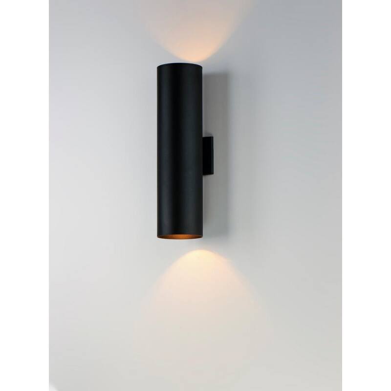 Luz máxima luminosa aplique de pared exterior con cableado duro de 2 luces de 22 pulgadas de alto color negro - 26105