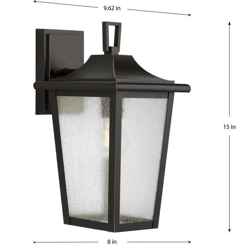 Iluminación de progreso Padgett 1 luz Bronce antiguo Aplique de pared de exterior con conexión dura y pantalla de vidrio transparente semilla - P560308-020.