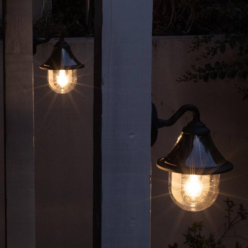 GAMA SONIC Orion Lámpara de pared al aire libre solar moderna de un foco en negro con tecnología Morph y bombilla LED de luz cálida blanca - 123010