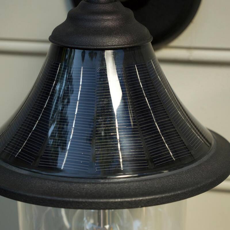 GAMA SONIC Orion Lámpara de pared al aire libre solar moderna de un foco en negro con tecnología Morph y bombilla LED de luz cálida blanca - 123010