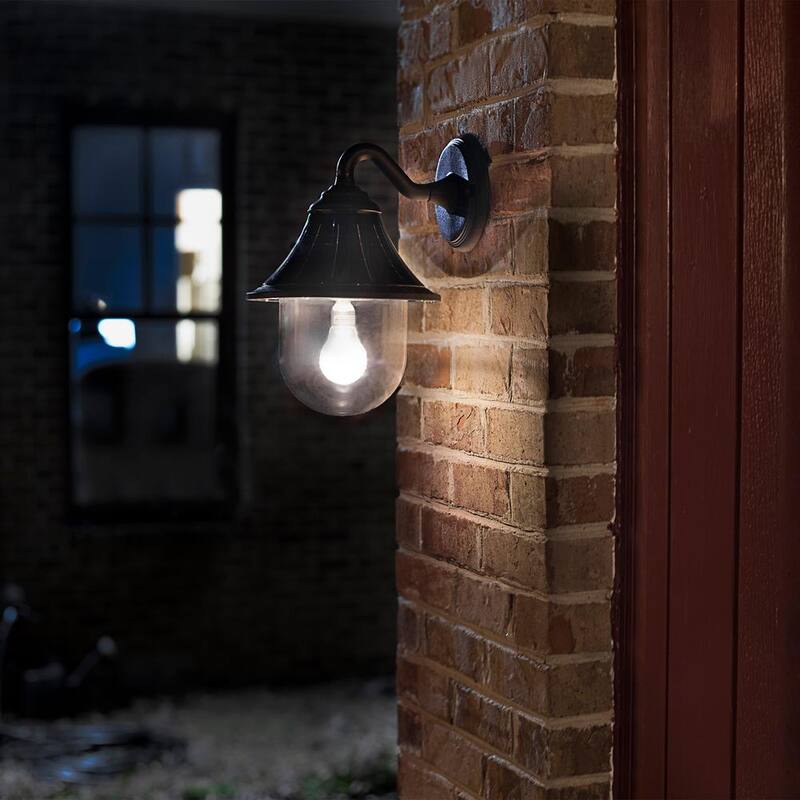 GAMA SONIC Orion Lámpara de pared al aire libre solar moderna de un foco en negro con tecnología Morph y bombilla LED de luz cálida blanca - 123010