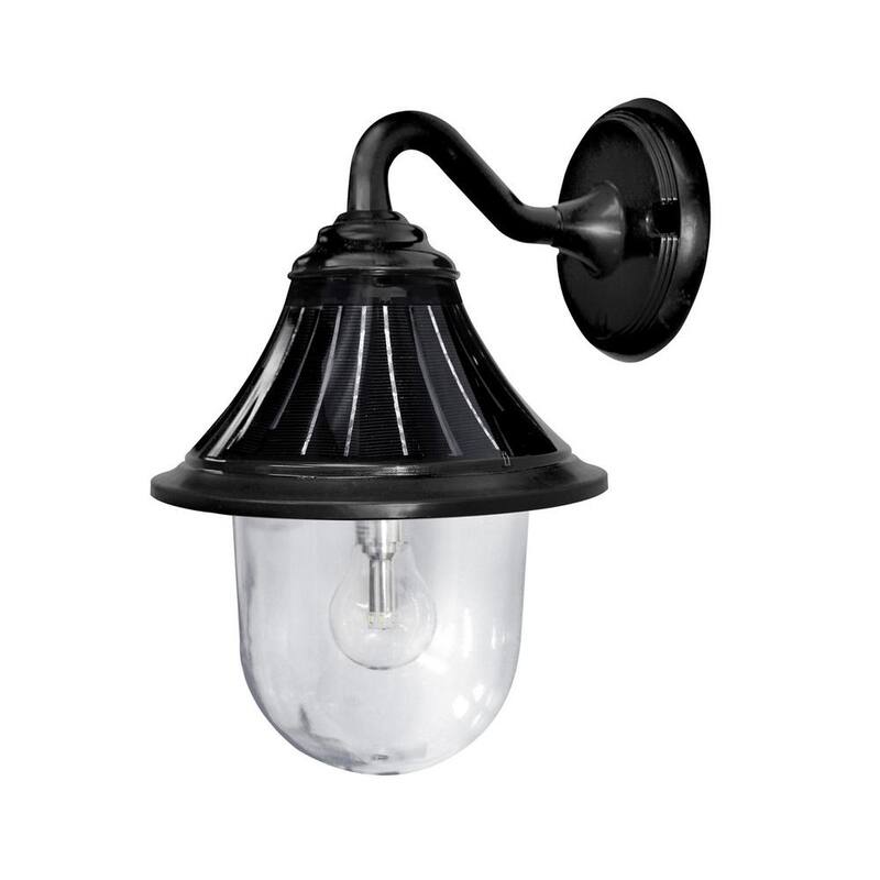 GAMA SONIC Orion Lámpara de pared al aire libre solar moderna de un foco en negro con tecnología Morph y bombilla LED de luz cálida blanca - 123010