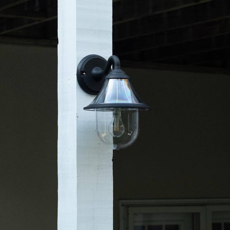 GAMA SONIC Orion Lámpara de pared al aire libre solar moderna de un foco en negro con tecnología Morph y bombilla LED de luz cálida blanca - 123010