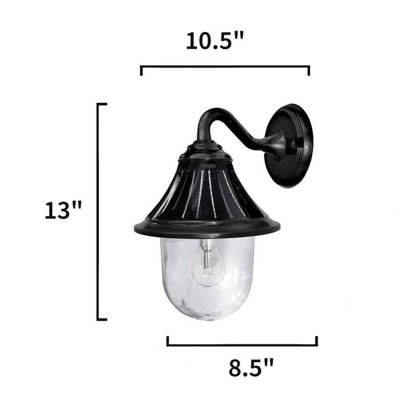 GAMA SONIC Orion Lámpara de pared al aire libre solar moderna de un foco en negro con tecnología Morph y bombilla LED de luz cálida blanca - 123010