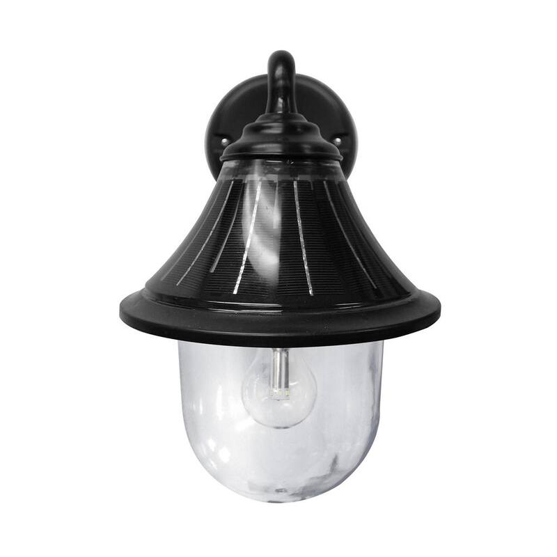 GAMA SONIC Orion Lámpara de pared al aire libre solar moderna de un foco en negro con tecnología Morph y bombilla LED de luz cálida blanca - 123010
