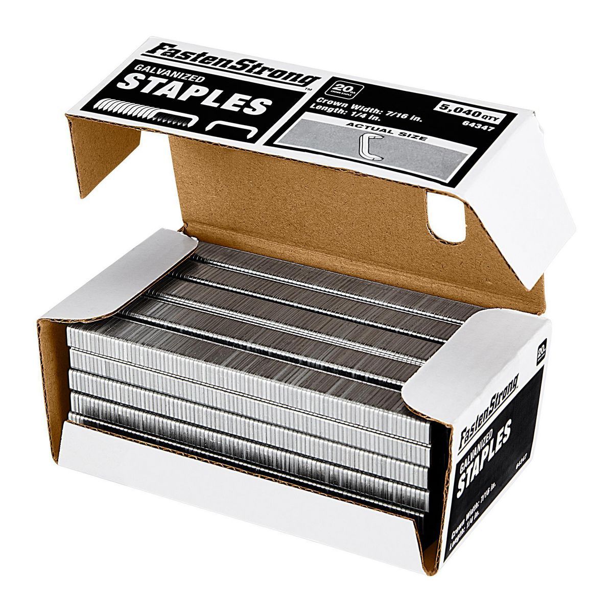 Fastenstrong Grapas galvanizadas de 20 GA, corona de 1/4 de pulgada x 7/16 de pulgada, 5040 piezas - 57381