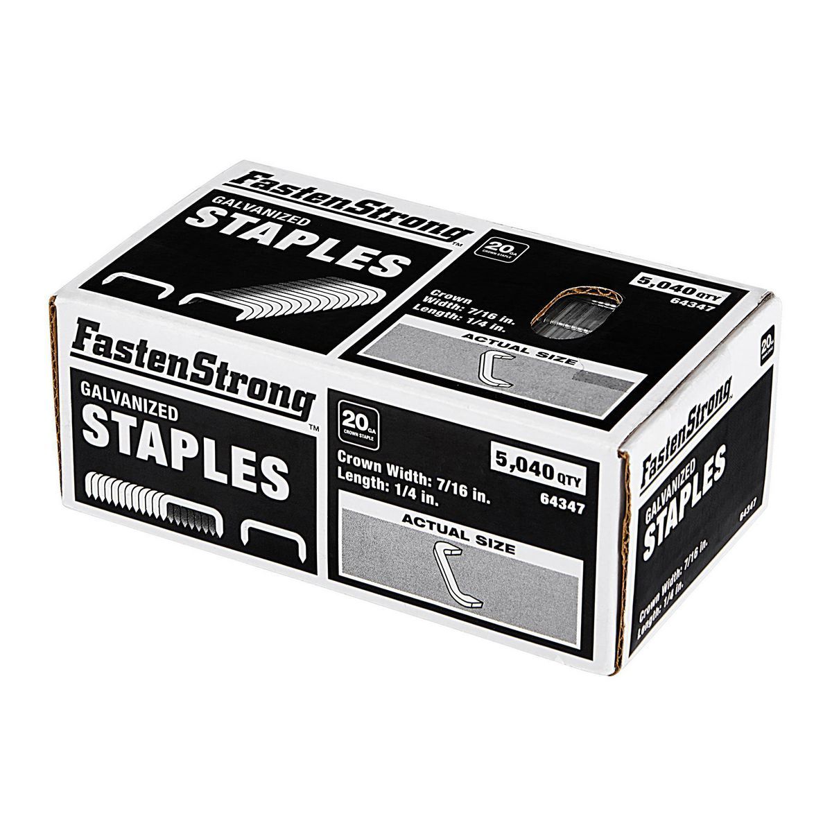 Fastenstrong Grapas galvanizadas de 20 GA, corona de 1/4 de pulgada x 7/16 de pulgada, 5040 piezas - 57381