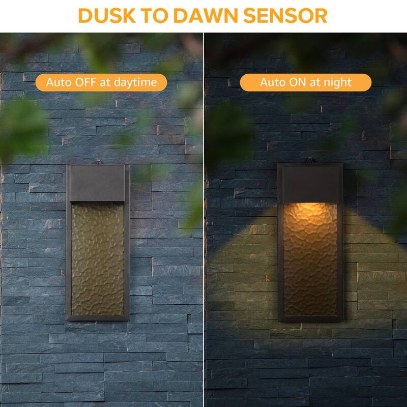 Aplique de Pared Empotrado con Luz LED al Amanecer/Anochecer, Negra, para Exteriores, con Cableado Duro - HD06FTL0255ABK