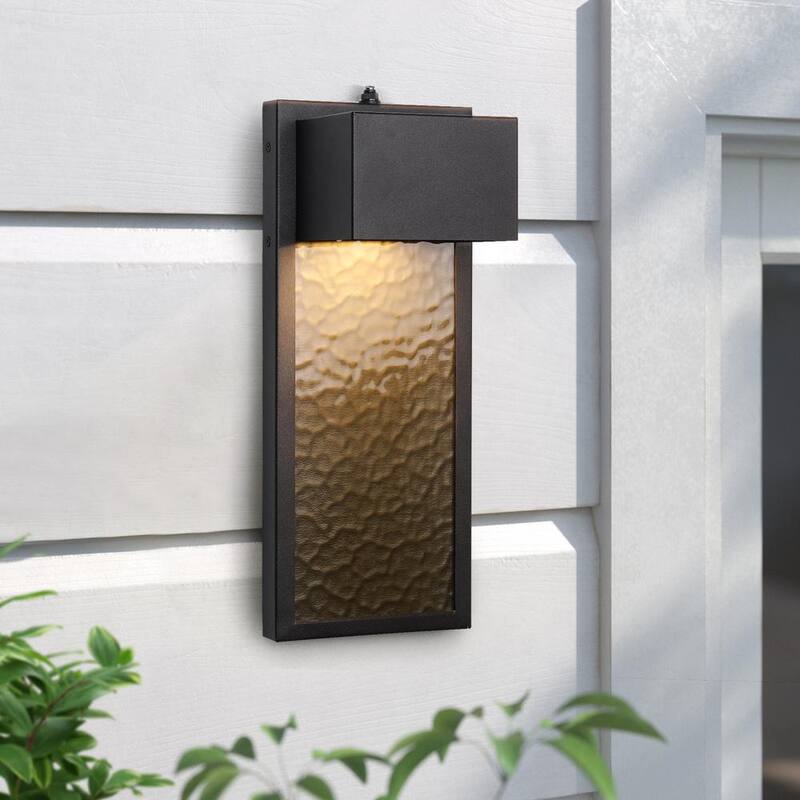 Aplique de Pared Empotrado con Luz LED al Amanecer/Anochecer, Negra, para Exteriores, con Cableado Duro - HD06FTL0255ABK