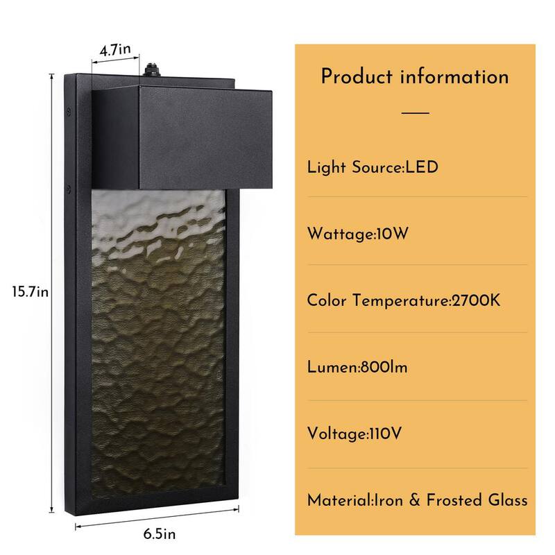 Aplique de Pared Empotrado con Luz LED al Amanecer/Anochecer, Negra, para Exteriores, con Cableado Duro - HD06FTL0255ABK