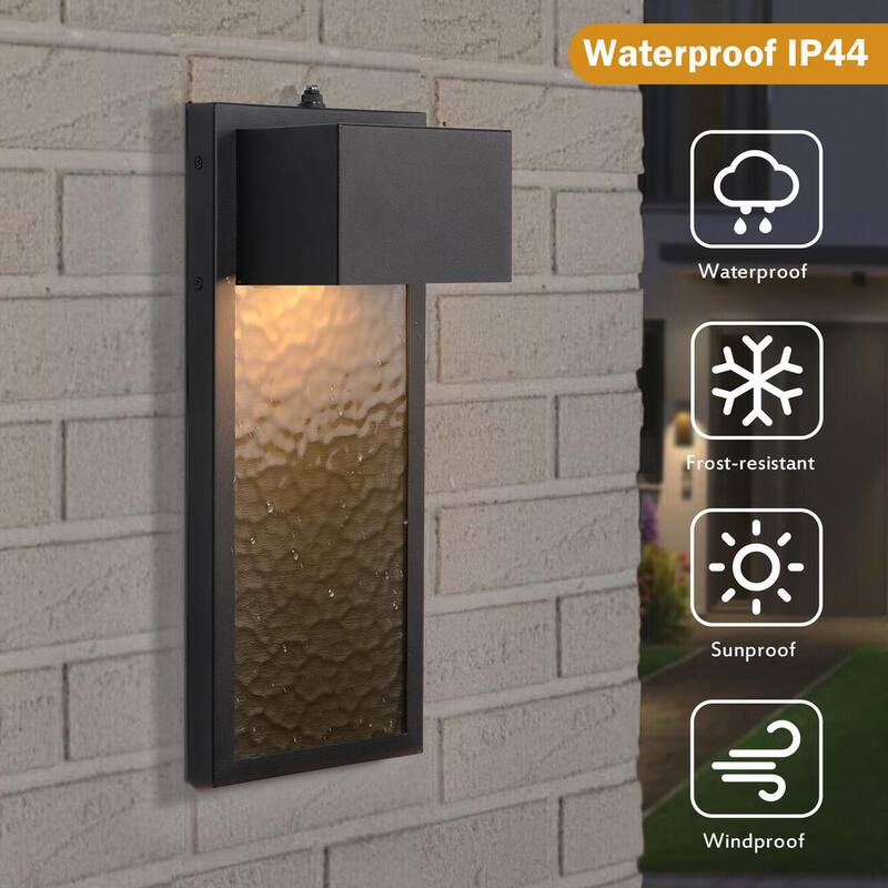 Aplique de Pared Empotrado con Luz LED al Amanecer/Anochecer, Negra, para Exteriores, con Cableado Duro - HD06FTL0255ABK