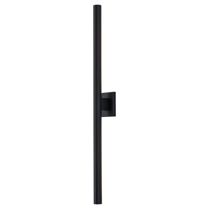 C Cattleya 38 in. Negro 2-Light 46-Watt Linterna de Pared Exterior con Cableado Duro LED Regulable con Difusor de Vidrio Esmerilado - HLA2479-LW