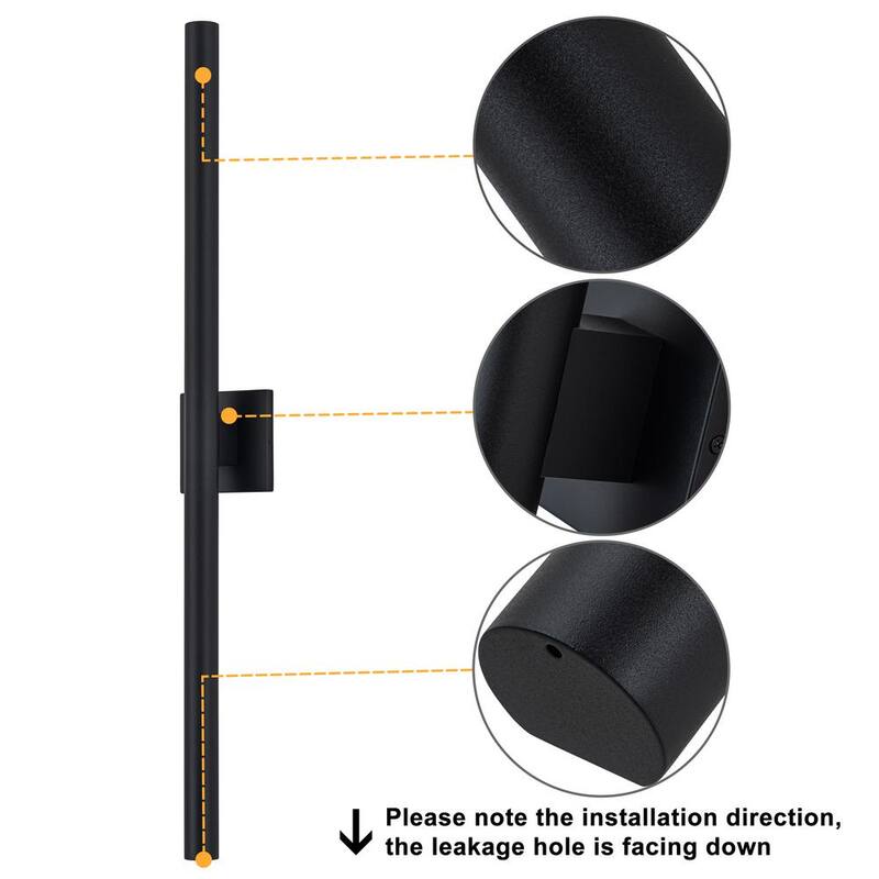 C Cattleya 38 in. Negro 2-Light 46-Watt Linterna de Pared Exterior con Cableado Duro LED Regulable con Difusor de Vidrio Esmerilado - HLA2479-LW