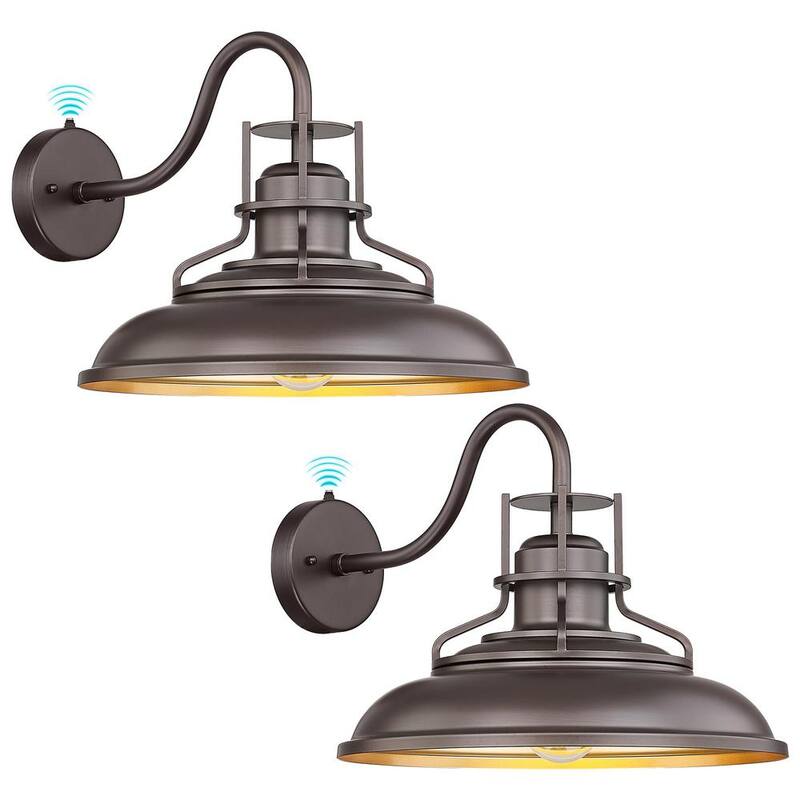 Lámpara de pared JAZAVA 18 pulgadas ORB de luz crepuscular a amanecer al aire libre con cableado duro y sin bombillas incluidas - HD4FY151PC-2ORB