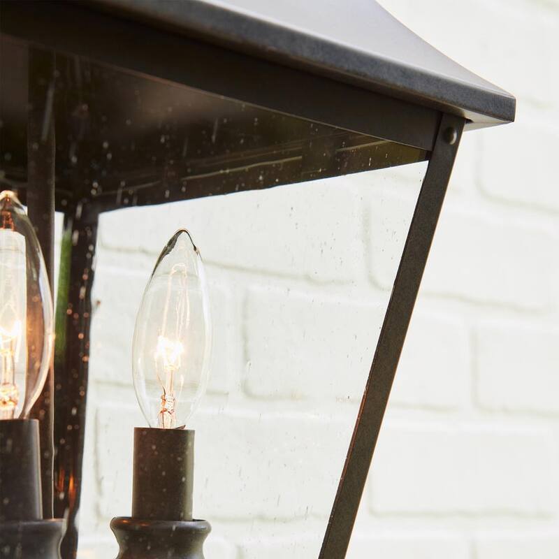 Iluminación de generación Galena Linterna de montaje en pared para exteriores de 3 luces en color sable con vidrio transparente sembrado - OL14403SBL