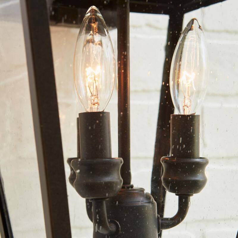 Iluminación de generación Galena Linterna de montaje en pared para exteriores de 3 luces en color sable con vidrio transparente sembrado - OL14403SBL
