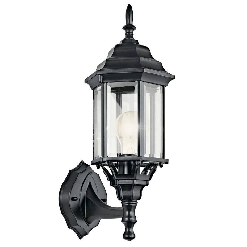 KICHLER Chesapeake 17 pulgadas 1 luz Farol de Pared Exterior Cableado Duro Negro con No Incluye Bombillas (Paquete de 1) - 49255BK